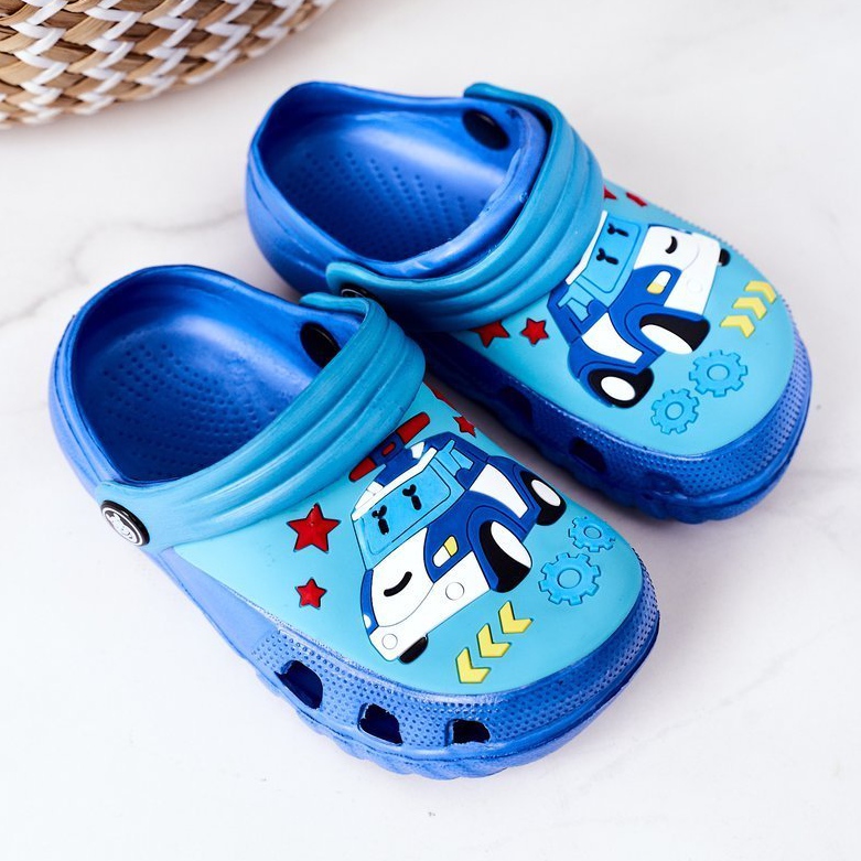 Chinelos de espuma infantil Crocs Blue Turquoise Oscar azul 2