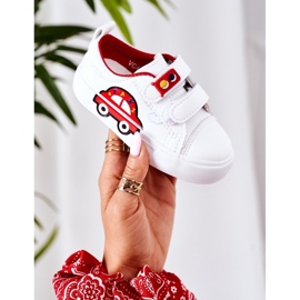 Apawwa Tênis infantil com velcro branco e vermelho táxi 2