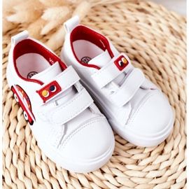 Apawwa Tênis infantil com velcro branco e vermelho táxi 1