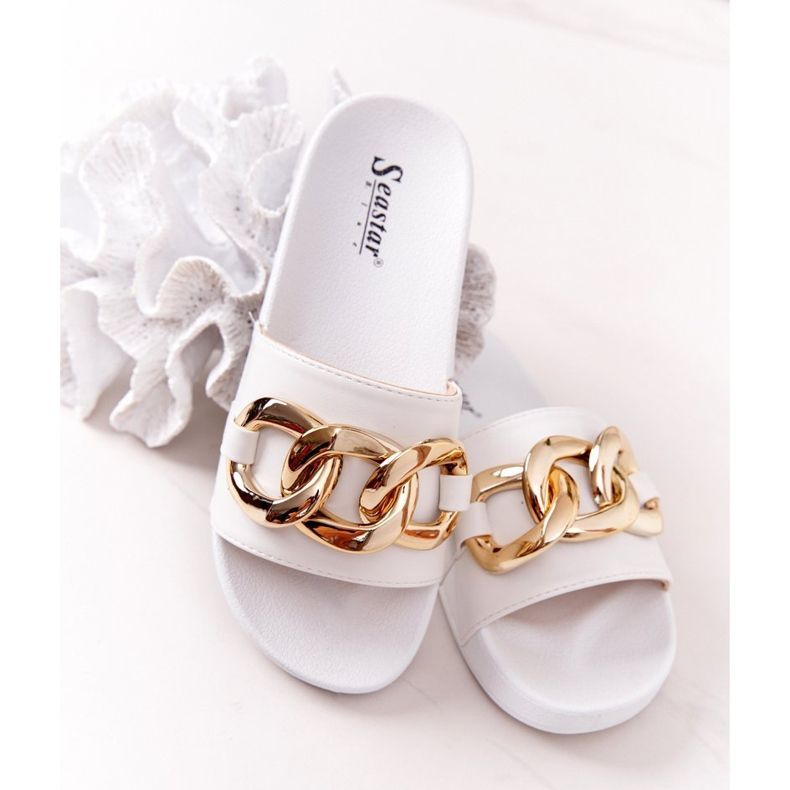 PS1 Chinelos de borracha de um momento com corrente branco 1 PS1 Chinelos de borracha de um momento com corrente branco 1