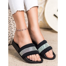 SHELOVET Chinelos com zircônia cúbica preto 1