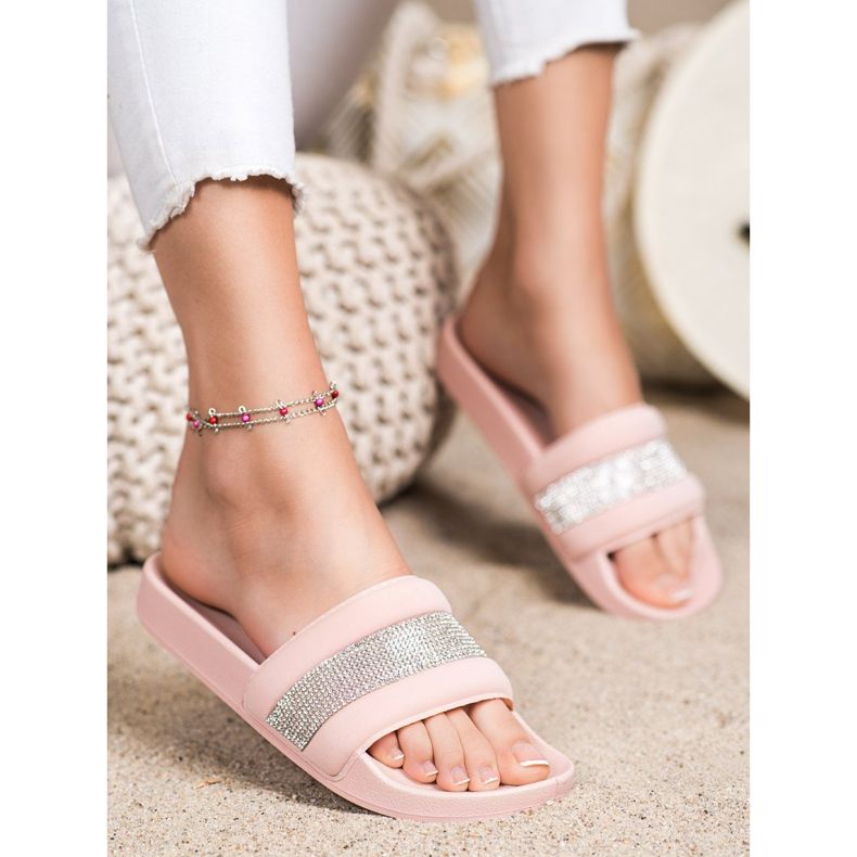 SHELOVET Chinelos com zircônia cúbica rosa 2