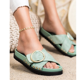 Renda Chinelos casuais verde 1