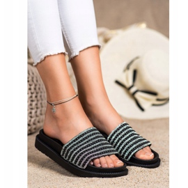 SHELOVET Chinelos na plataforma com zircônia cúbica preto 1