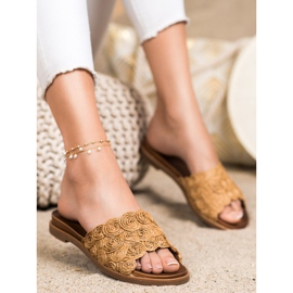 SHELOVET Chinelos trançados marrons marrom 1