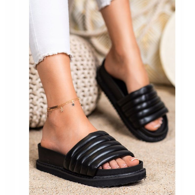 Seastar Chinelos leves de couro ecológico preto 1