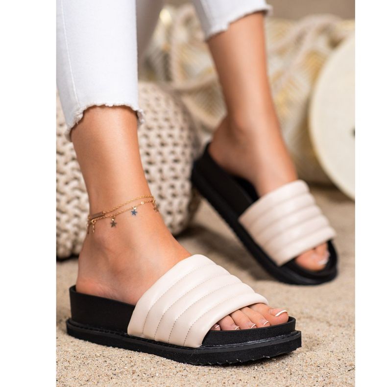 Seastar Chinelos leves de couro ecológico bege 1