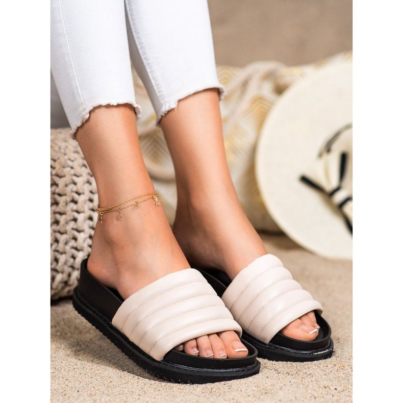 Seastar Chinelos leves de couro ecológico bege 2