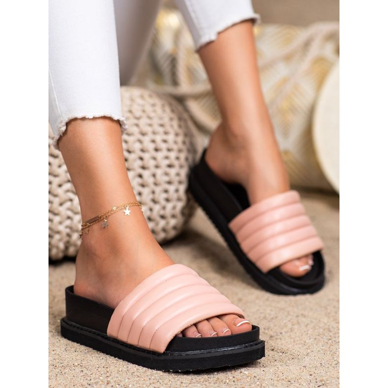 Seastar Chinelos leves de couro ecológico rosa 1