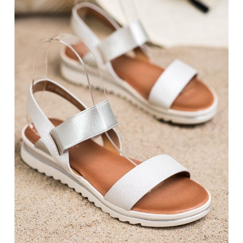 Best Shoes Sandálias deslizantes elegantes prata 2