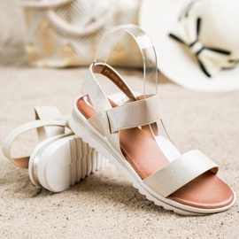 Best Shoes Sandálias deslizantes elegantes dourado 1