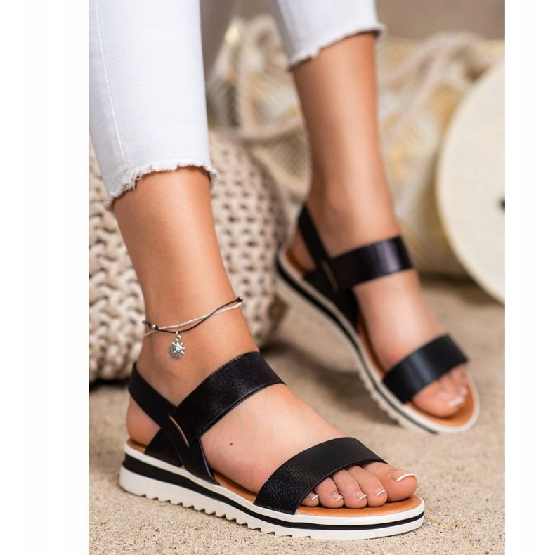 Best Shoes Sandálias deslizantes elegantes preto 2