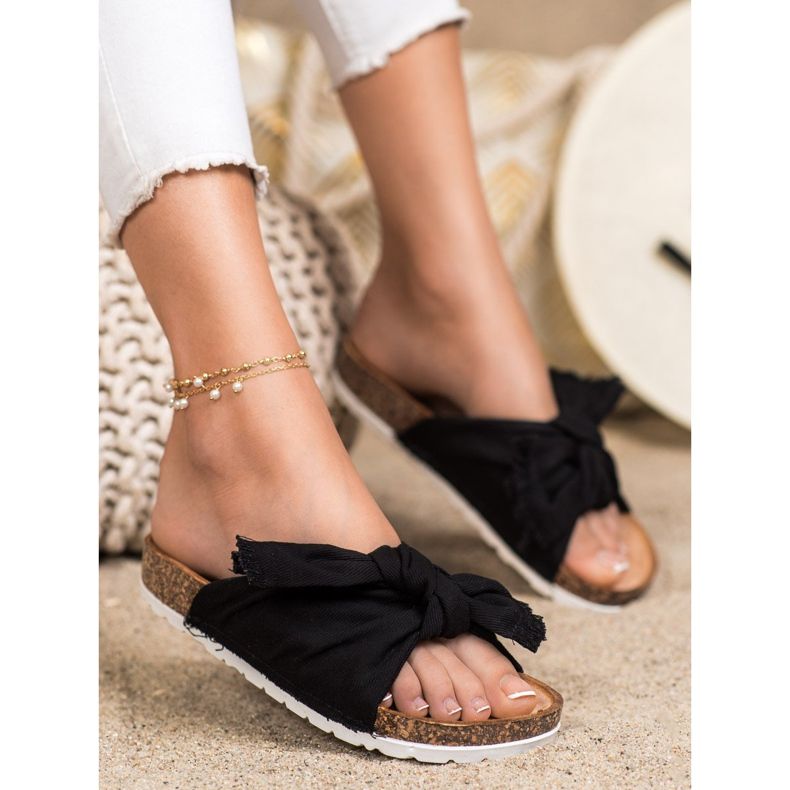 Forever Folie Chinelos têxteis confortáveis preto 1