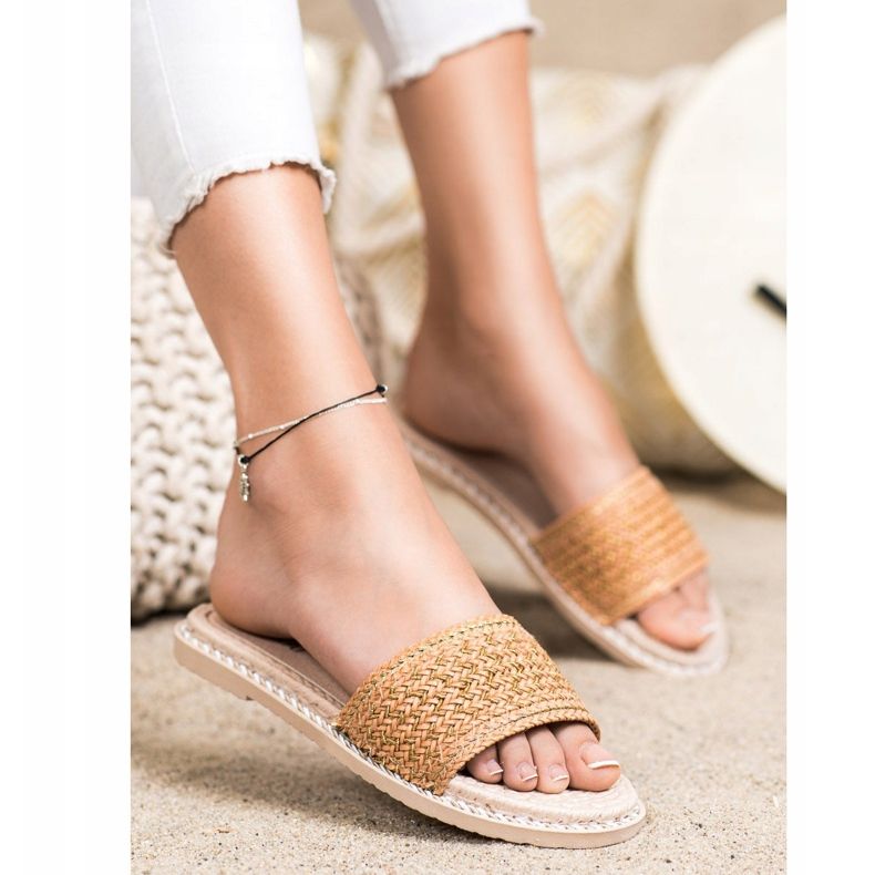 SHELOVET Chinelos trançados casuais bege 1