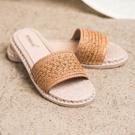 SHELOVET Chinelos trançados casuais bege 2