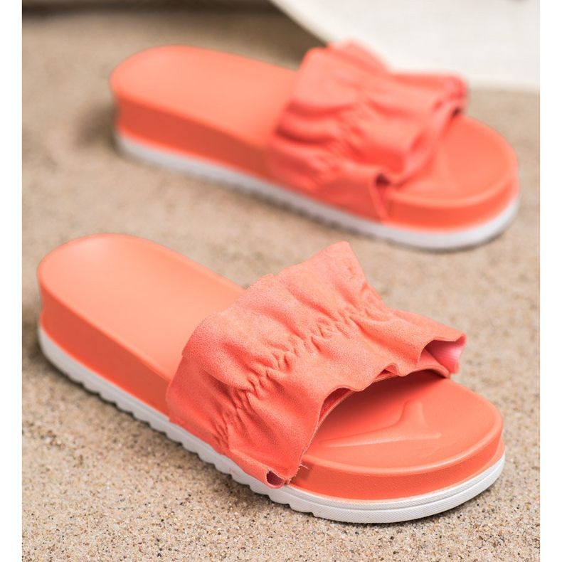 SHELOVET Chinelos Coral na plataforma laranja rosa 1