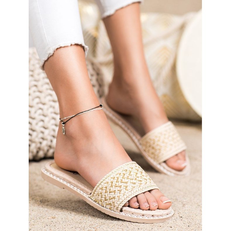 SHELOVET Chinelos trançados casuais bege 1