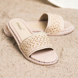 SHELOVET Chinelos trançados casuais bege 2