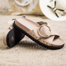 Renda Chinelos casuais bege 1