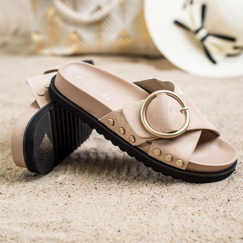 Renda Chinelos casuais bege 1