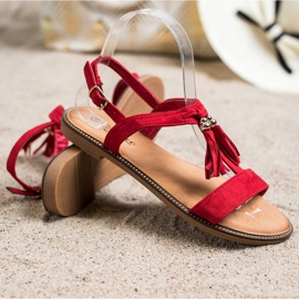 Groto Gogo Sandálias Vermelhas Com Franjas vermelho 1 Groto Gogo Sandálias Vermelhas Com Franjas vermelho 1