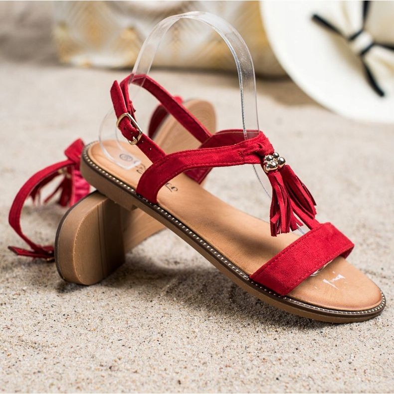 Groto Gogo Sandálias Vermelhas Com Franjas vermelho 1 Groto Gogo Sandálias Vermelhas Com Franjas vermelho 1