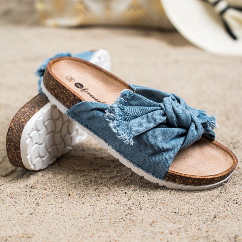 Forever Folie Chinelos têxteis confortáveis azul 1