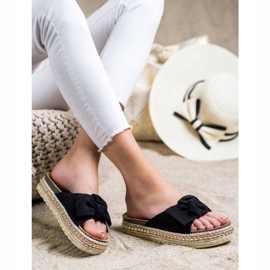 SHELOVET Chinelos de alpercatas com laço preto 1