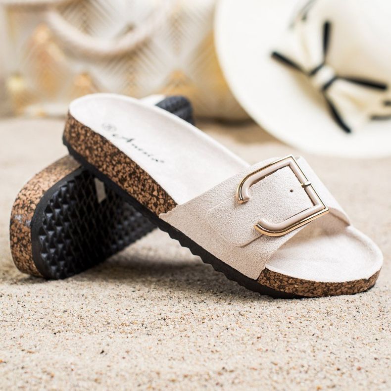 Anesia Paris Chinelos de camurça casuais bege 1