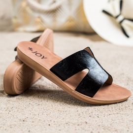 SHELOVET Chinelos de couro ecológico preto 1