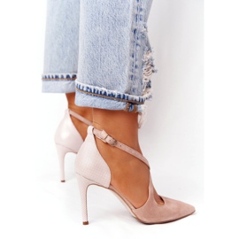 Salto alto camurça Visconi 7400TAS / 239 bege rosa 4