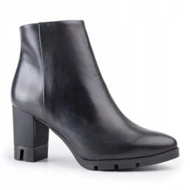 Marco Shoes Botas arrojadas de couro natural de grão com salto grosso preto 1