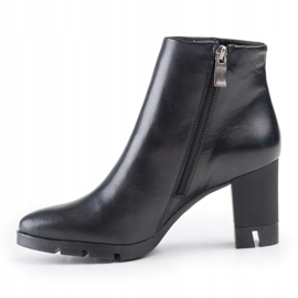 Marco Shoes Botas arrojadas de couro natural de grão com salto grosso preto 2