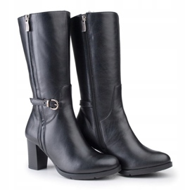 Marco Shoes Botas clássicas feitas de couro napa preto com fivelas e tiras adicionais 1