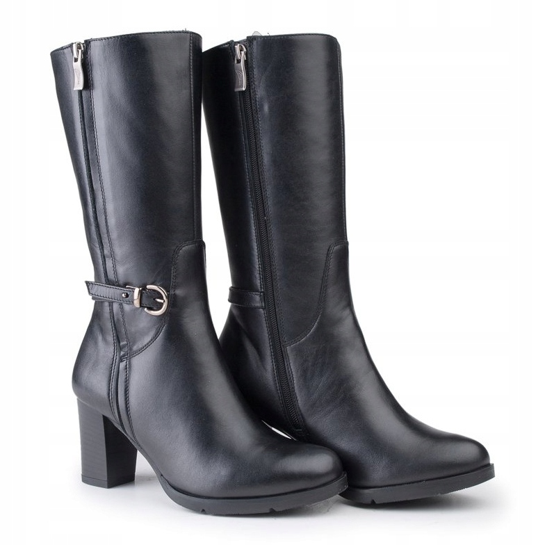 Marco Shoes Botas clássicas feitas de couro napa preto com fivelas e tiras adicionais 1