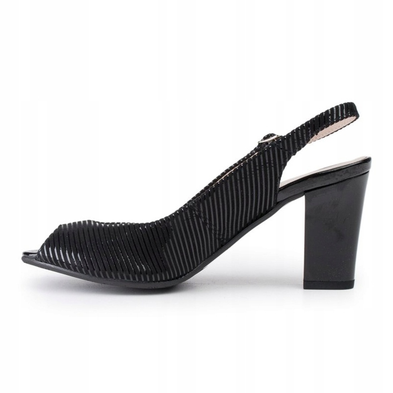 Marco Shoes Sandálias sem biqueira e salto em couro preto com listras 2