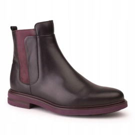 Marco Shoes Botins leves com fundo plano de couro granulado preto com reforço roxo 1