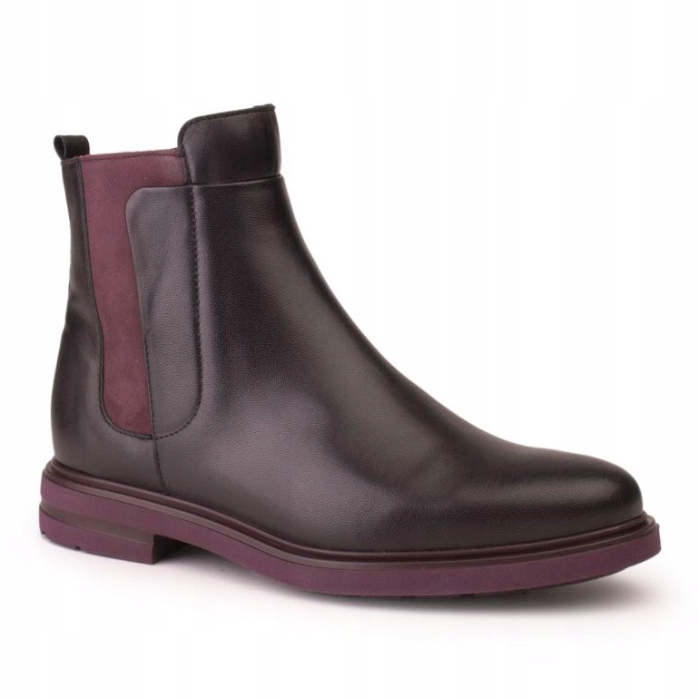 Marco Shoes Botins leves com fundo plano de couro granulado preto com reforço roxo 1