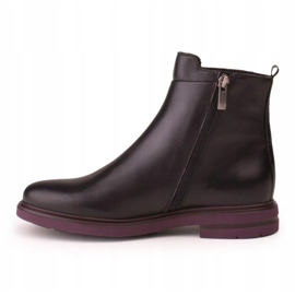 Marco Shoes Botins leves com fundo plano de couro granulado preto com reforço roxo 2