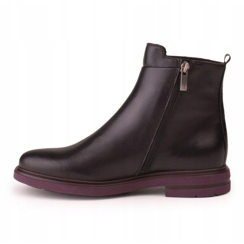 Marco Shoes Botins leves com fundo plano de couro granulado preto com reforço roxo 2
