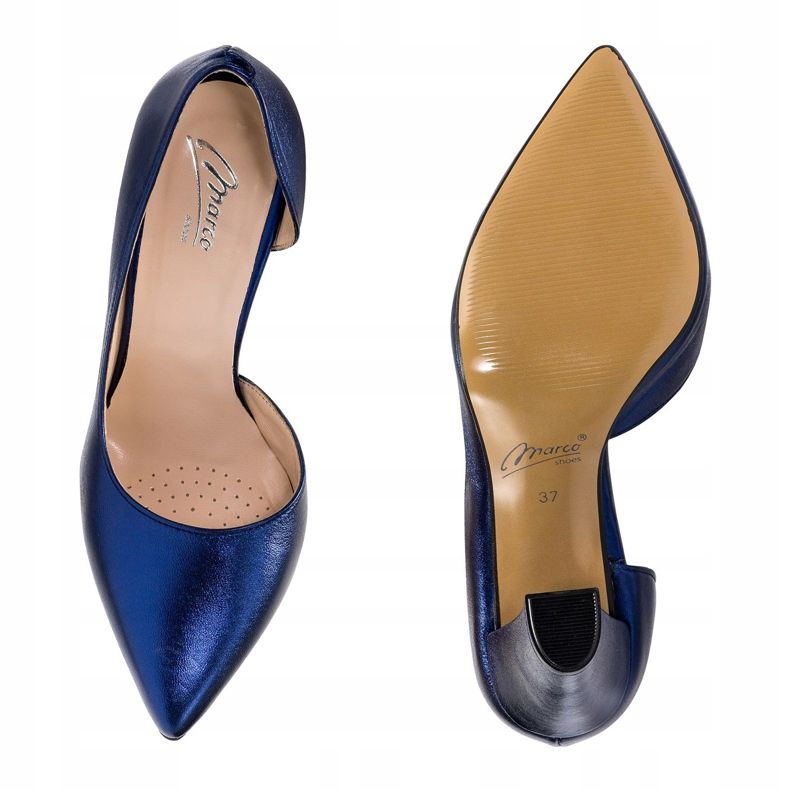 Marco Shoes Sapato azul marinho com o lado aberto 1