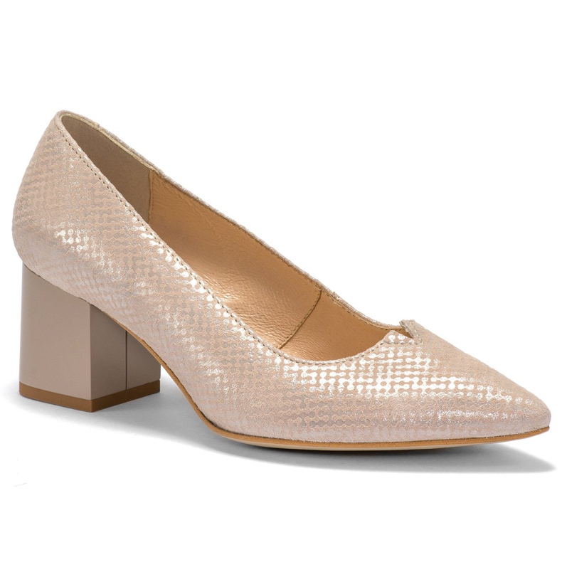 Marco Shoes Sapatos 1038P bege com salto estável 2