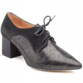 Marco Shoes Sapatos pretos de renda 1248P feitos de camurça com um padrão 1