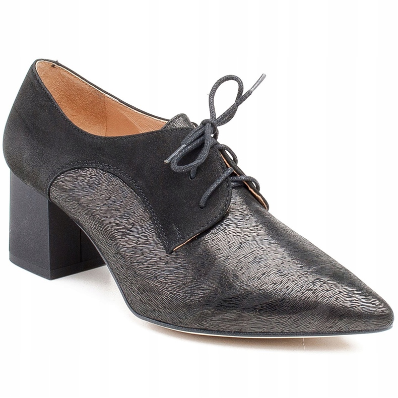 Marco Shoes Sapatos pretos de renda 1248P feitos de camurça com um padrão 1