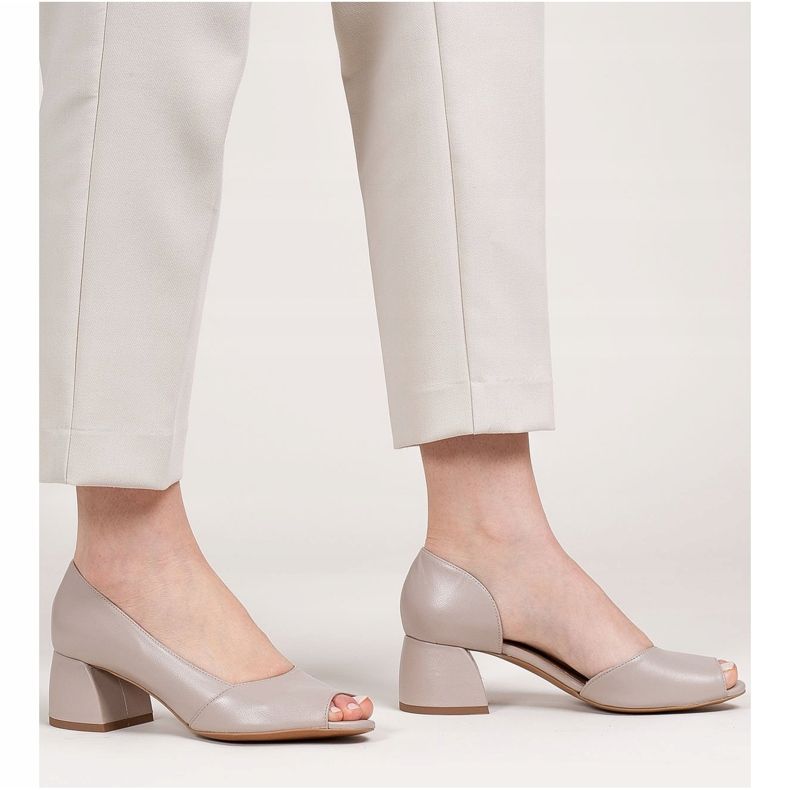 Marco Shoes Sandálias de couro bege 1505P 1