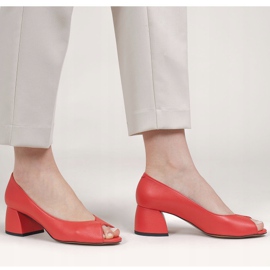 Marco Shoes Sapatilhas de couro vermelho 1576P com salto estável 1