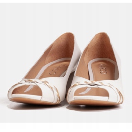 Marco Shoes Sapatilhas de couro branco 1577P com salto estável 1