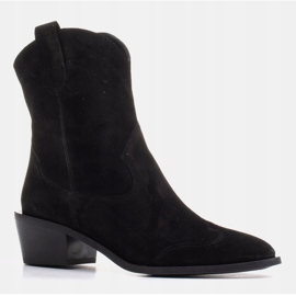 Marco Shoes Botas de cowboy pretas feitas de camurça natural sem isolamento preto 1