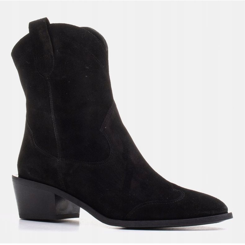 Marco Shoes Botas de cowboy pretas feitas de camurça natural sem isolamento preto 1