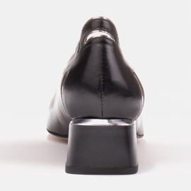 Marco Shoes Sapatos femininos com motivo floral em salto baixo preto 1